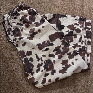 Sincerely Jules Cow-Spot Drawstring Pants — Brown and Cream